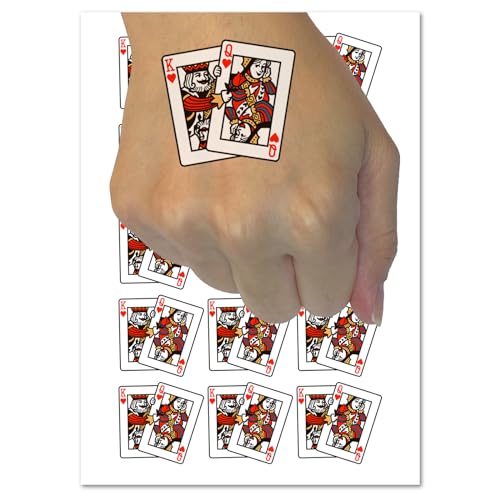 King and Queen of Hearts Playing Cards Temporary Tattoo Water