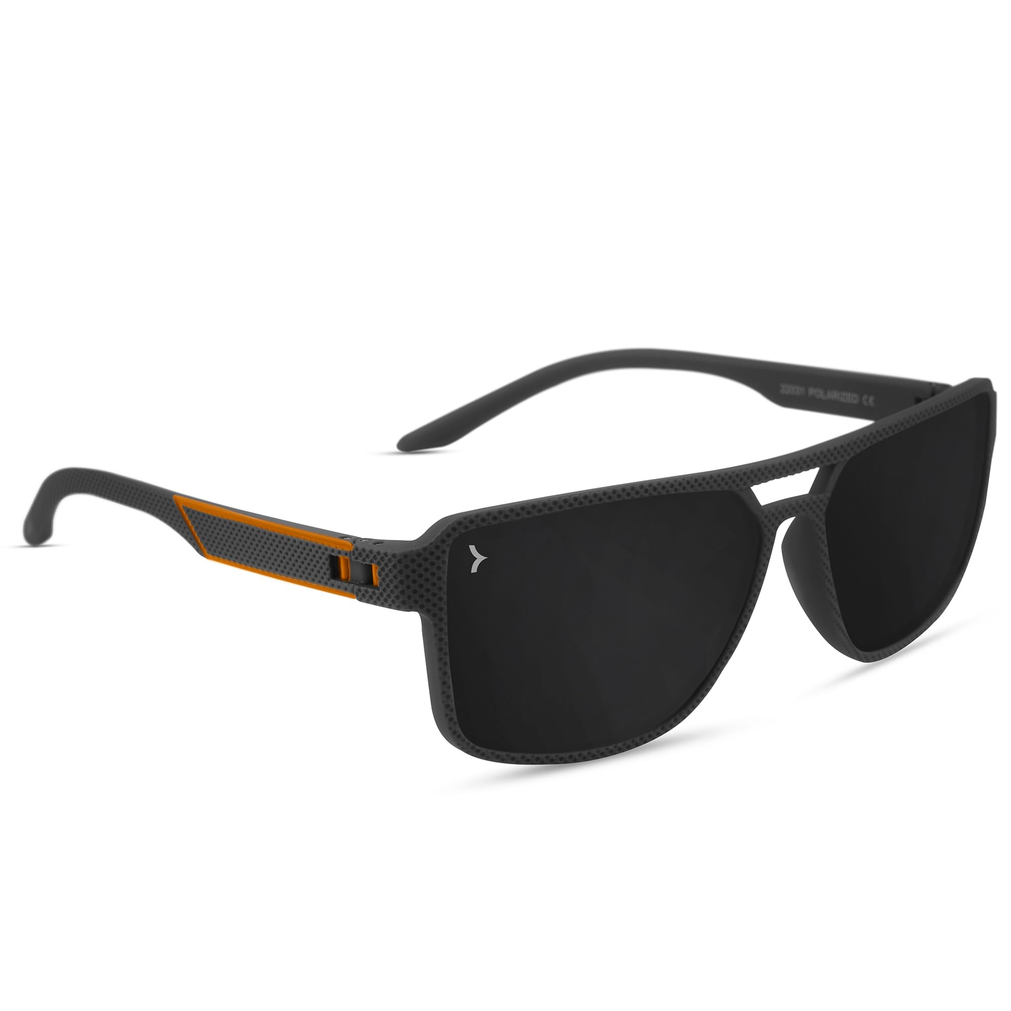 EyewearlabsKAEN | Polarized Full Rim Rectangular Branded Stylish Sunglasses For Men & Women | 100% UV Protection Shades | Cricket Sports Cycling Driving | Black Lens | Medium