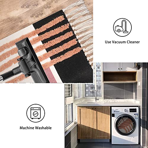 Ailsan Boho Runner Rug 2'X4.3 Machine Washable Bedroom Rug Cotton Woven Tufted Area Rug With Tassels Kitchen Runner Rug Bohemian Fringe Accent Rug For Bathroom Hallway Entryway Doorway #TOP4