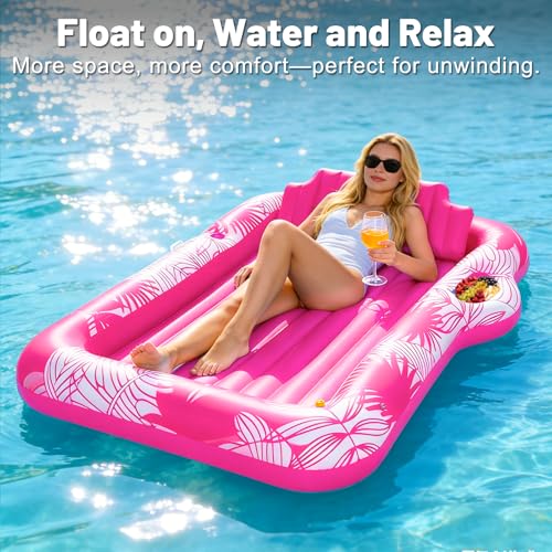 image for TURNMEON Inflatable Tanning Pool Lounger Float with Sprinkler, 78