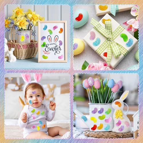 Image of Glitter Jelly Bean Sticker - 1000 Pcs Candy Sparkle Glitter Waterproof Vinyl Reusable Laptop Stickers Coloring Book Scrapbook Water Bottle Page Activity Pad Birthday Party Favors Skateboard