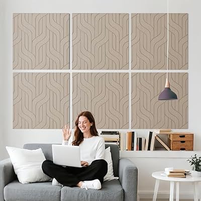 Reverbeon Wood-Look Acoustic Wall Panels, 23.6" x 23.6" x 0.36", 6 Pack
