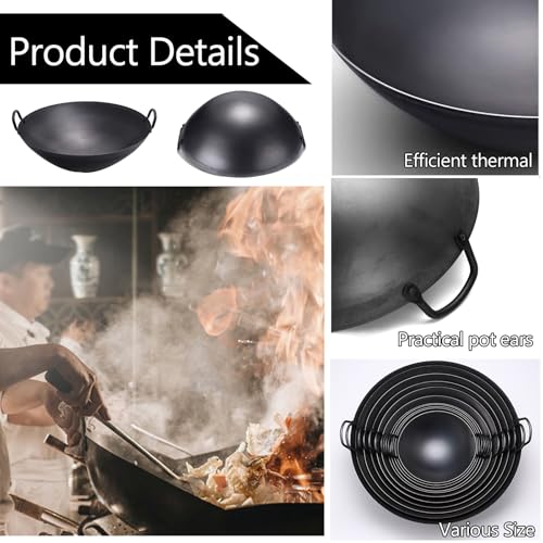 Wok de hierro fundido con doble asa, 50 cm miniatura 5