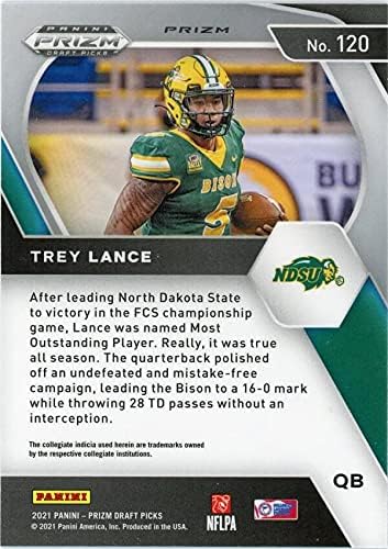 2021 PANINI PRIZM DRAFT PICKS PRIZMS GREEN #120 TREY LANCE NORTH DAKOTA STATE BISON - SAN FRANCISCO 49ERS FOOTBALL