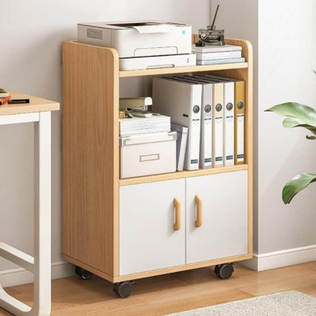 Shelf Placement Cabinet Floor Office Filing Wooden Movable Computer Desk Side Low