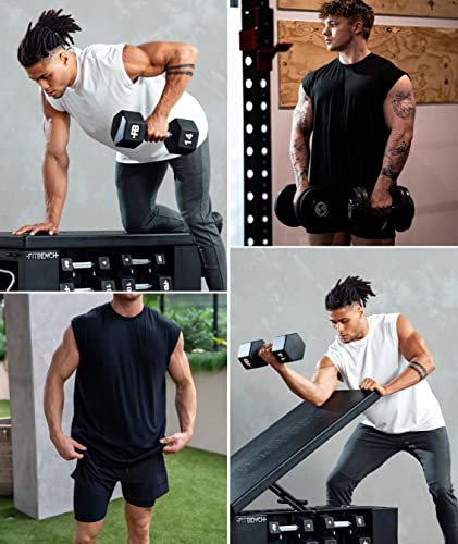 Holure Paquete de 3 camisetas sin mangas de gimnasio para hombre, camisetas sin mangas atléticas para entrenamiento muscular, camisetas de culturismo, Paquete de 3: negro/blanco/gris, Large