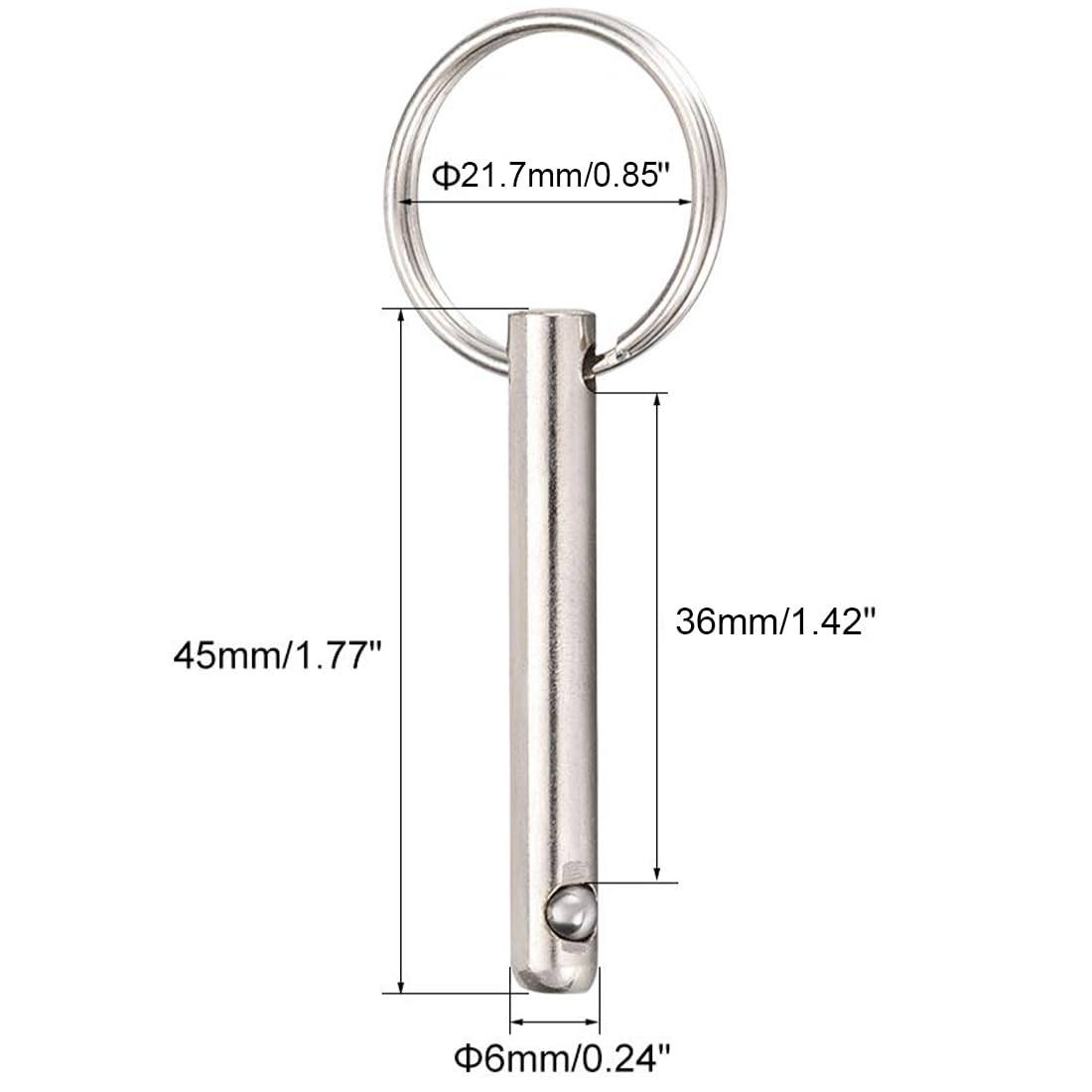 TA-VIGOR 2Pcs Quick Release Pins, 6mm Dia 45mm Length Bimini Top Pin Marine Hardware Carbon Steel for Boat Accessories Marine Hardware - Image 2