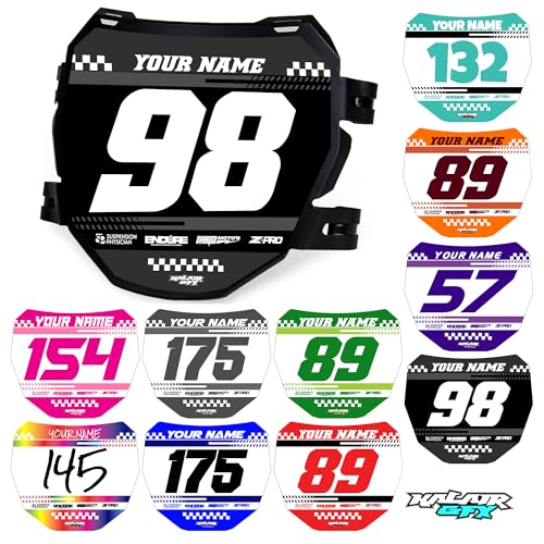 Kalair GFX Custom ODI DH Electric Bike Number Plate Decal - Personalized Racing Graphics with Your Name & Number, Surron Multicolored Eye-catching Plate Design Decals.