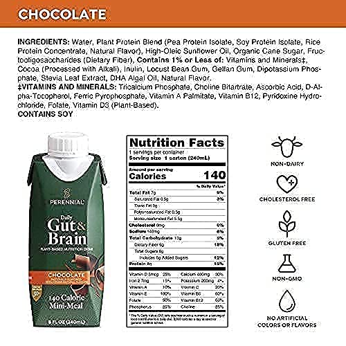 Perennial Mini-Meal Drink for Active 50+ | DHA Omega-3 | 5g Fiber | 8g Complete Protein | Folate | Non-Dairy | Gluten-Free | Non-GMO | Choline | Chocolate 8 oz (16ct) - Thumbnail 6