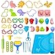 VAIYNWOM Knete Zubehör, 47 PCS Knete Werkzeug Plastilin Werkzeuge Schere Teigrolle, Formen zur Herstellung von Tieren, Dinosauriern Obst und Gemüse, mit Knetmatte Aufbewahrungstasche