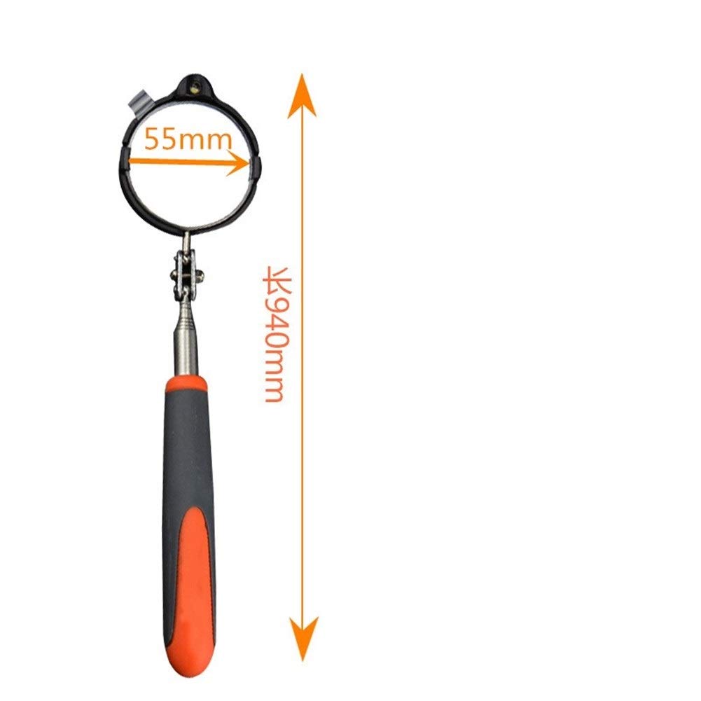 ACiyD Espejo telescópico Giratorio, 1 Uds., reparación Ajustable, chasis de vehículo, Espejo de inspección telescópico con luz Led, 55Mm, Flexible y Compacto