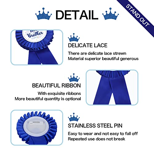 Innoru Satin Fabric Big Brother Tinplate Badge Pin, Boy Birthday Rosette Button Pins, Men Birthday Party Accessory Brooch Pin, Children Adults Party Decorations Navy Blue, Pack Of 1 #TOP2