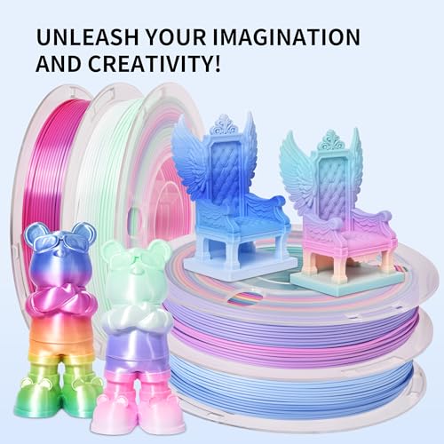Image of RAMBERY 3D Printer Filament Bundle 500g x 4 Spools, Silk & Matte Rainbow PLA Filament, Multicolore Fast Color Change 1.75 mm 3D Printing Filament