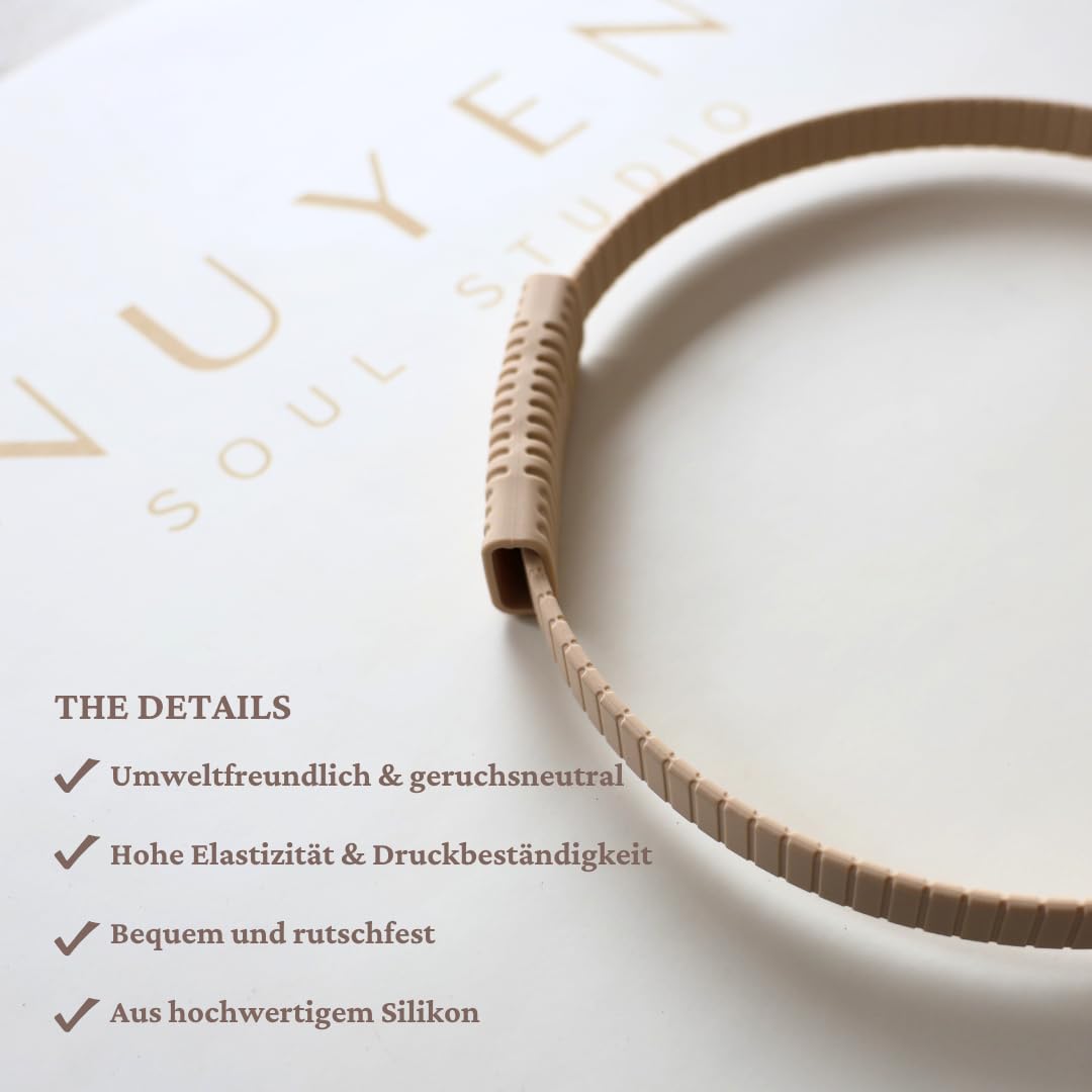 Premium Pilates Set 3-teilig: Ring, Ball & Booty Bänder – Nude/Braun – Home Studio Workout Zubehör mit QR Code Online Übungen