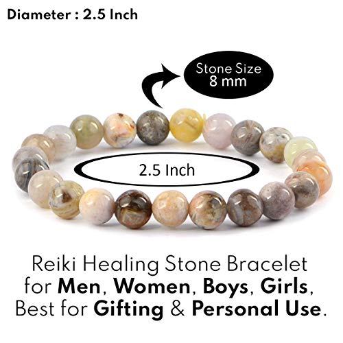 Image of Reiki Crystal Products Natural Crystal Stone Bracelet 8 mm Round Beads for Men & Women | Gemstone Jewellery Bracelet | Reiki Charged | Multiple Stone Variants Available