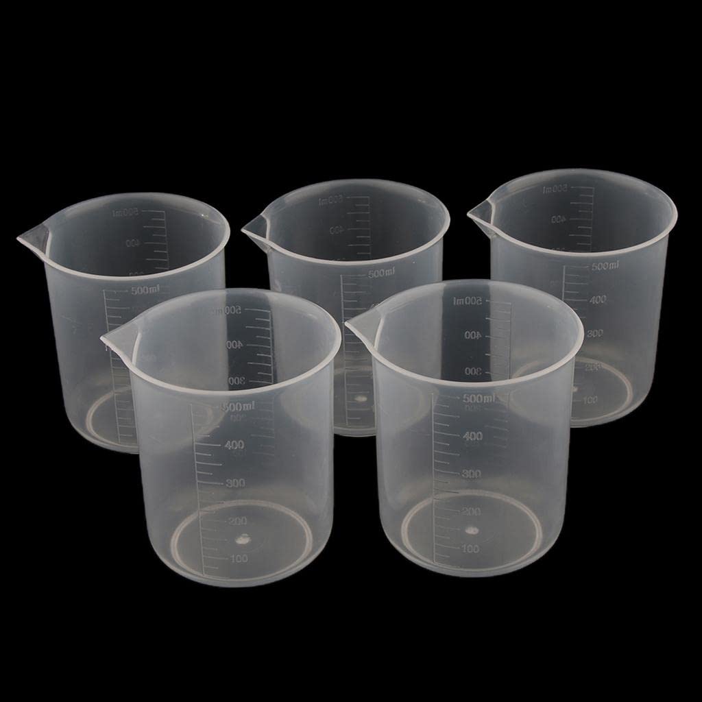 misppro Lot de 5 tasses à mesurer en plastique pour laboratoire 500 ml
