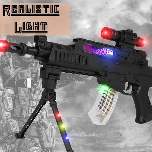 Image of Toyzone Toy Gun | Pretend & Play Gun | Flash Sound | Dynamic Movement | Movable Bullet | Removable Stand & Cassette | Gun for Kids | for 3+ Years (Combat Gun)