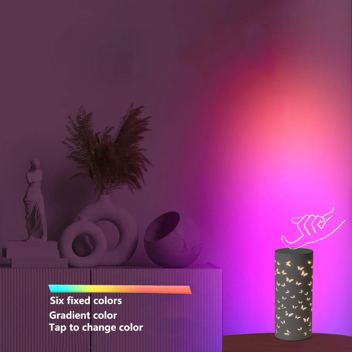 YIKEGE LICHT Touch Bedside RGB Table Lamp Rotatable Butterfly Night Light Led Lights for Girls Bedroom Mariposas Living — view 5