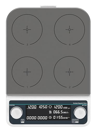 Miniatura 2 de Agitador magnético de placa caliente Mezclador magnético múltiple con función de calefacción de 4 posiciones Capacidad 16.9 fl oz* 4 Temperatura