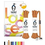 biped LACES 2 Paar elastische Schuhbänder mit Metallkapsel Drehverschluss- Gummi Schnürsenkel ohne Binden für 2 Paar Schuhe, Sneaker, Sport- und Laufschuhe - oval 4,5 mm z2911(#25 light brown)