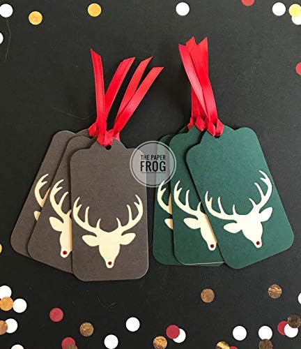 Christmas Gift Tags, Rudolf Deer Silhouette- Pack of 6 in 2 colors