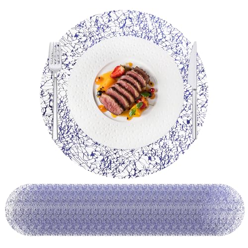 Hysenm Lot de 50 napperons jetables Bleus métalliques de 33 cm pour Table Ronde, Ultra Fins,...