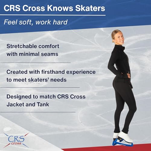 Image of CRS Cross Ice Skating Leggings. Black Over Skate Legging. High-Rise, Practice Pants for Figure Skater Girls and Women.