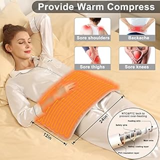 Heating Pad Electric Heat Pad, Hot Heated Pad,Moist Heat Heating Pad Moist and Dry Heat,Multiple Temp and Timer Settings (Silver gray, 24"X12")