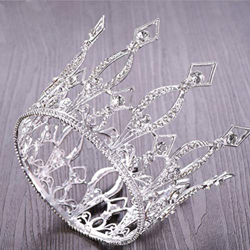 Crown Cake Topper Rhinestone Crystal Handmade Tiara Cake Decoration For Baby Shower Birthday Wedding Party Favors (Silver) #TOP5
