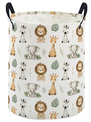 Image of ESSME Animal Laundry Basket,Collapsible Canvas Waterproof Storage Bin, Cute Hamper,Gift Baskets(Cute animal)