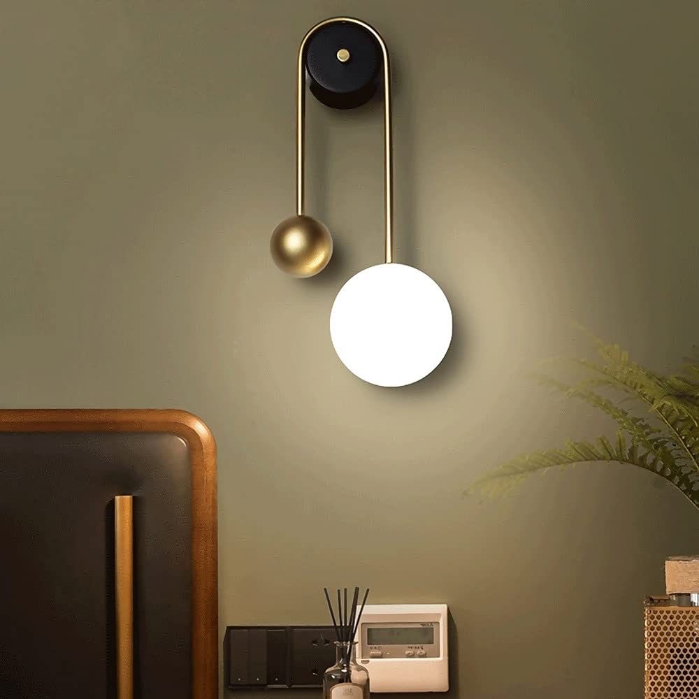 Kreatywne kinkiety w stylu zegara wahadłowego, korpus lampy LED Den z żelaza + akrylowy abażur, kinkiety, prosty metal do salonu