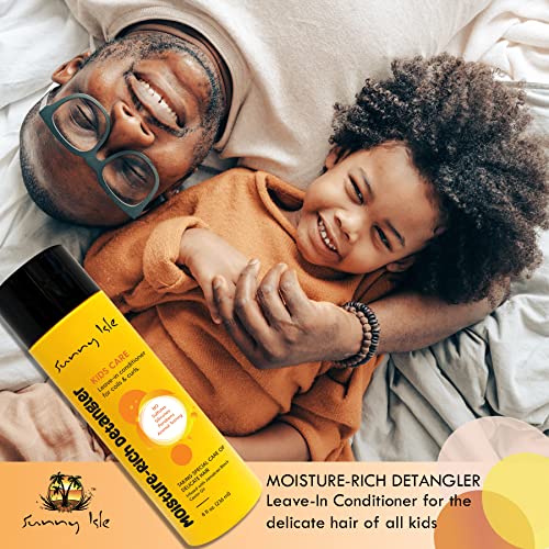 Sunny Isle Kids Care Moisture-Rich Leave-In Detangler 8Oz | Gentle Care Non-Greasy Conditioner For Children's Coils, Waves, Curls | Jamaican Black Castor Oil Infused | Silicone & Paraben Free #TOP2