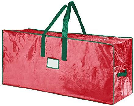 Christmas Tree Storage Bag, Fits up to 7.5 Foot Artificial Tree, Protects Holiday Decorations from Moisture & Damage by Elf Stor (Red)