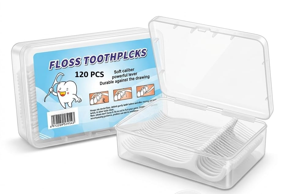 New Dental Floss Picks 120 Pieces | High Toughness Strong Floss | Smooth Round Wire | Gum Safe Elastic Rod Design | Easy Plaque Removal Toothpick Floss for Daily Oral Care (pack 4x30=120)-image-9