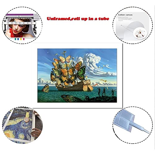 Oujjg Surrealist Departure Of The Winged Ship Canvas Art Poster And Wall Art Picture Print Modern Family Bedroom Decor Posters 16X24Inch(40X60Cm) #TOP1