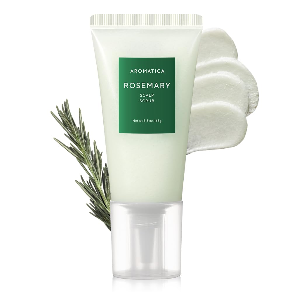 AROMATICA Peeling do skóry głowy z rozmarynem 165g, bez siarczanu, bez silikonu, wegański, środek czyszczący z granulkami soli, rewitalizuje i złuszcza skórę głowy, mikrozłuszczający