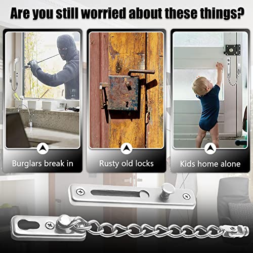 Door Chain Lock, Türkette Sicherheitsschloss, Edelstahl Türkettenschloss für Hotel, Familie, Innentüren, Fenster (silber)