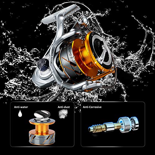 SeaKnight Rapid II Saltwater Spinning Reel, 4.7:1,6.2:1 High Speed, Max Drag 22Lbs, Smooth Fresh and Saltwater Fishing Reel