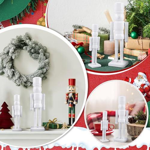 Wonderjune 2 Pack Christmas Wooden Nutcracker Traditional Christmas Decorations Nutcracker Figure Statue for Xmas Festive Holiday Tabletop Home Decor(White,12 Inch,8 Inch)