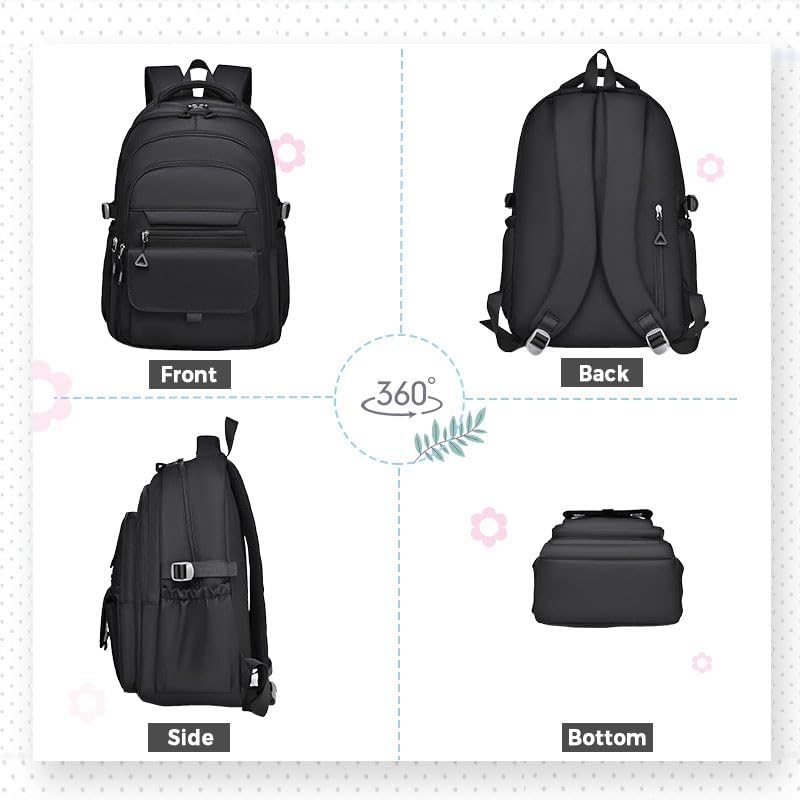Preppy Laptop Backpacks for College Women Cute Kawaii Aesthetic Commute Bag Lightweight Y2K Retro Travel Daypack (Pink) - Image 6