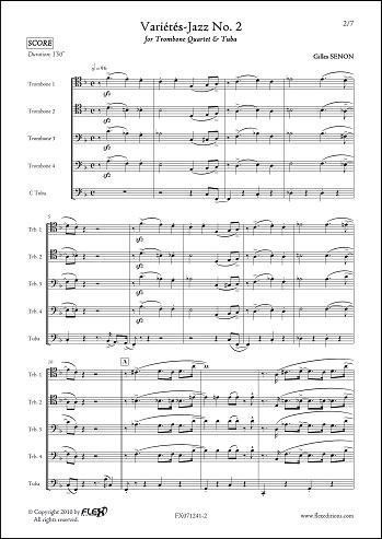 PARTITION CLASSIQUE - Variétés Jazz No. 2 - G. SENON - Quatuor de Trombones & Tuba
