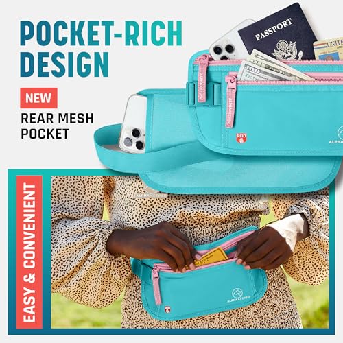 Image of Alpha Keeper Money Belt for Travel Hidden Under Clothes - RFID Blocking Passport Holder & Slim Waist Wallet Pouch for Women & Men, Anti-Theft Travel Accessories