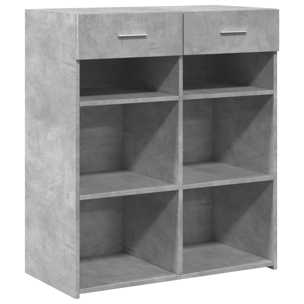 Szafka szarość betonu 80x42,5x93 cm materiał drewnopochodny z 2 szufladami pojemna komoda do przechowywania do salonu przedpokoju sypialni łatwa w czyszczeniu meble stabilne i odporne na wilgoć