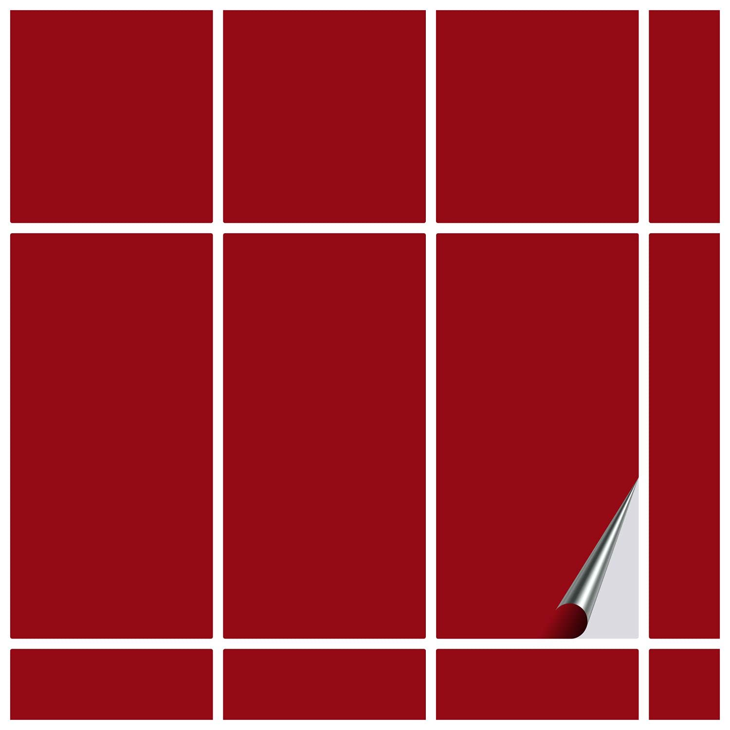 FoLIESEN Tile Sticker 10x20 cm (~ 4x8 Inch) - Tile Stickers for Bathroom & Kitchen - Pack of 200, Dark red glossy — image 1