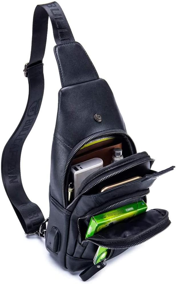 KPYWZER Vintage Leather Sling Bag Backpack for Men Crossbody Shoulder Chest Day Pack Backpacks - Image 8