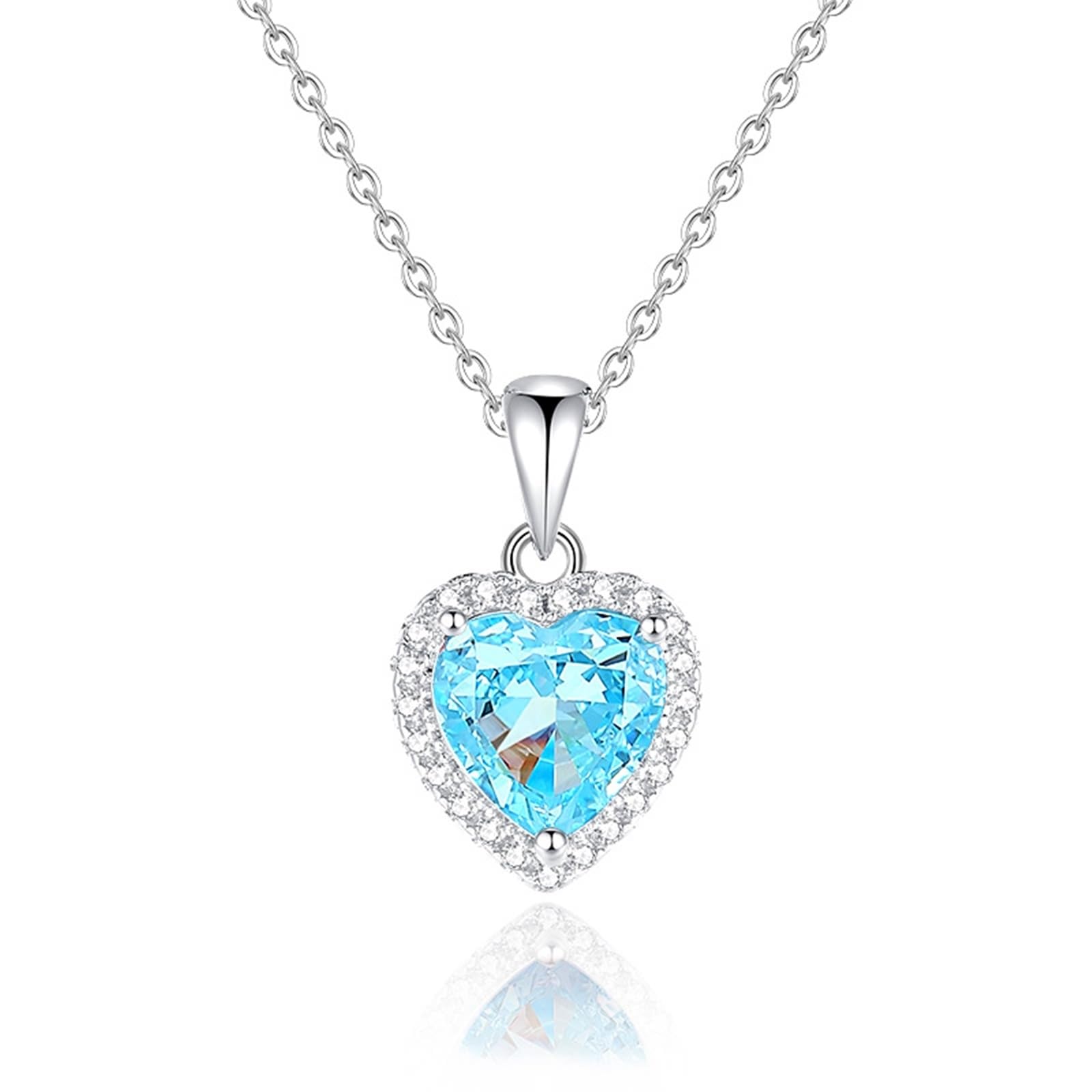 Collana in oro bianco 375/585/750, ciondolo a forma di cuore, 45 cm