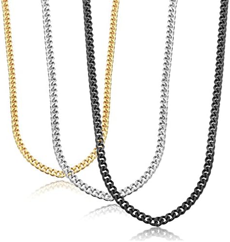 Jstyle Stainless Steel Link Curb Chain Necklace for Men Women 1Pcs 3.5mm Gold Chain 20Inches