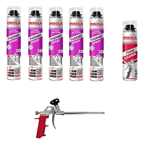 Mousse Polyuréthane Projetable – Isolation Thermique et Phonique Haute Performance – Mur, Toiture et Combles (Lot de 5 + 1 + 1)