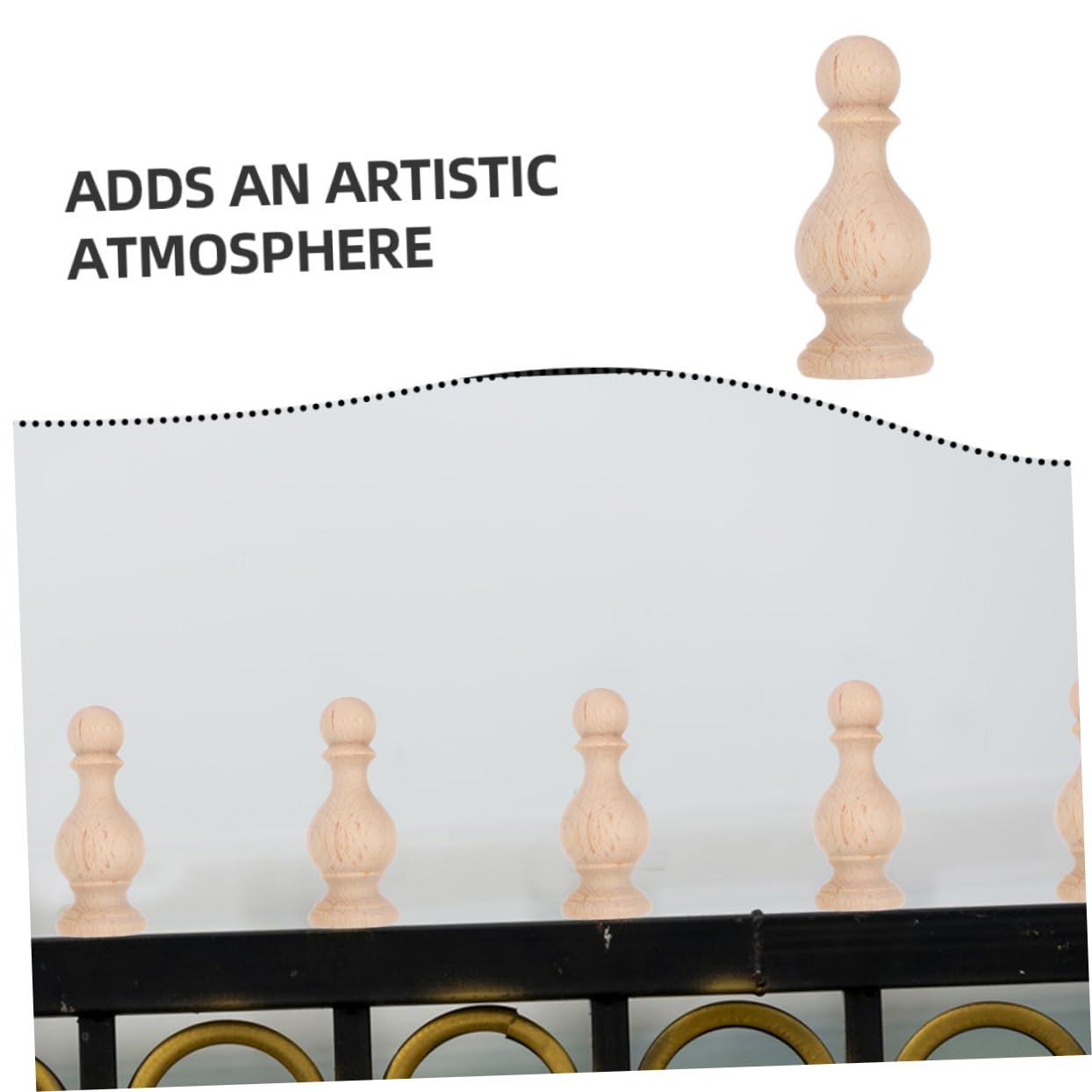 ORFOFE Decorative Rod Ends 3pcs Wooden Finials for Curtain Rods Bed Posts and More