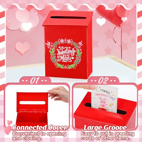 Buzón de San Valentín infantil con ranura para tarjetas de intercambio 8